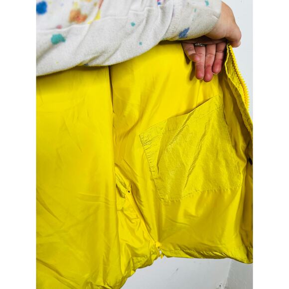 OOF Neon Yellow Nylon 100% Polyester High Neck Tie Front Puffer Coat size 40 - Picture 15 of 16